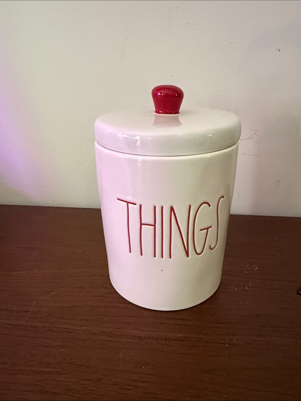 Rae Dunn Things Canister Jar W/lid Bathroom/office Red Ll Red Interior